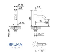 MEDIDAS GRIFO LAVABO 1 AGUA LUSITANO BRUMA